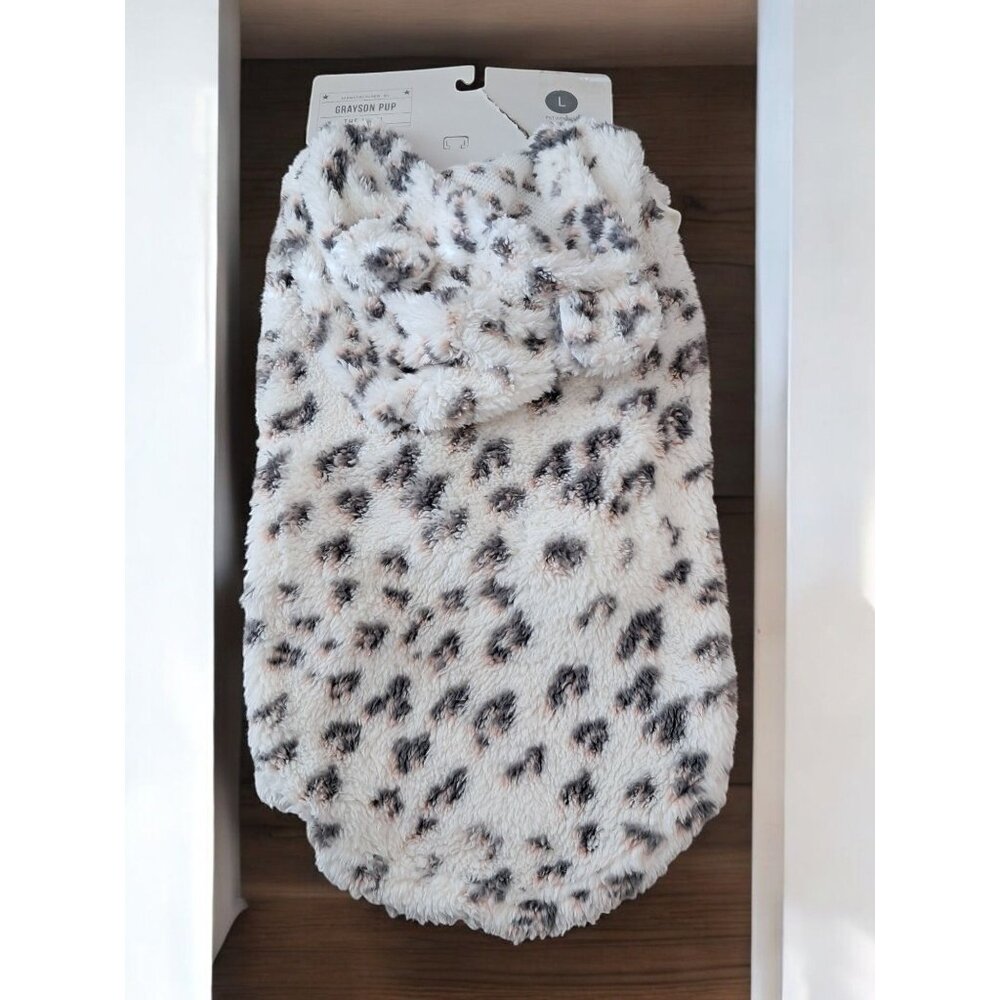 Grayson Pup The Label Cheetah Print Size Large Dog Sweater Hoodie NWT